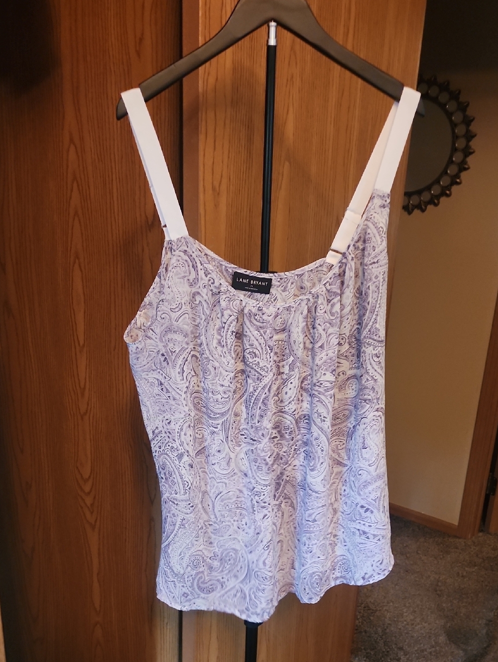 Lane Bryant Lilac Paisley Camisole with White Straps